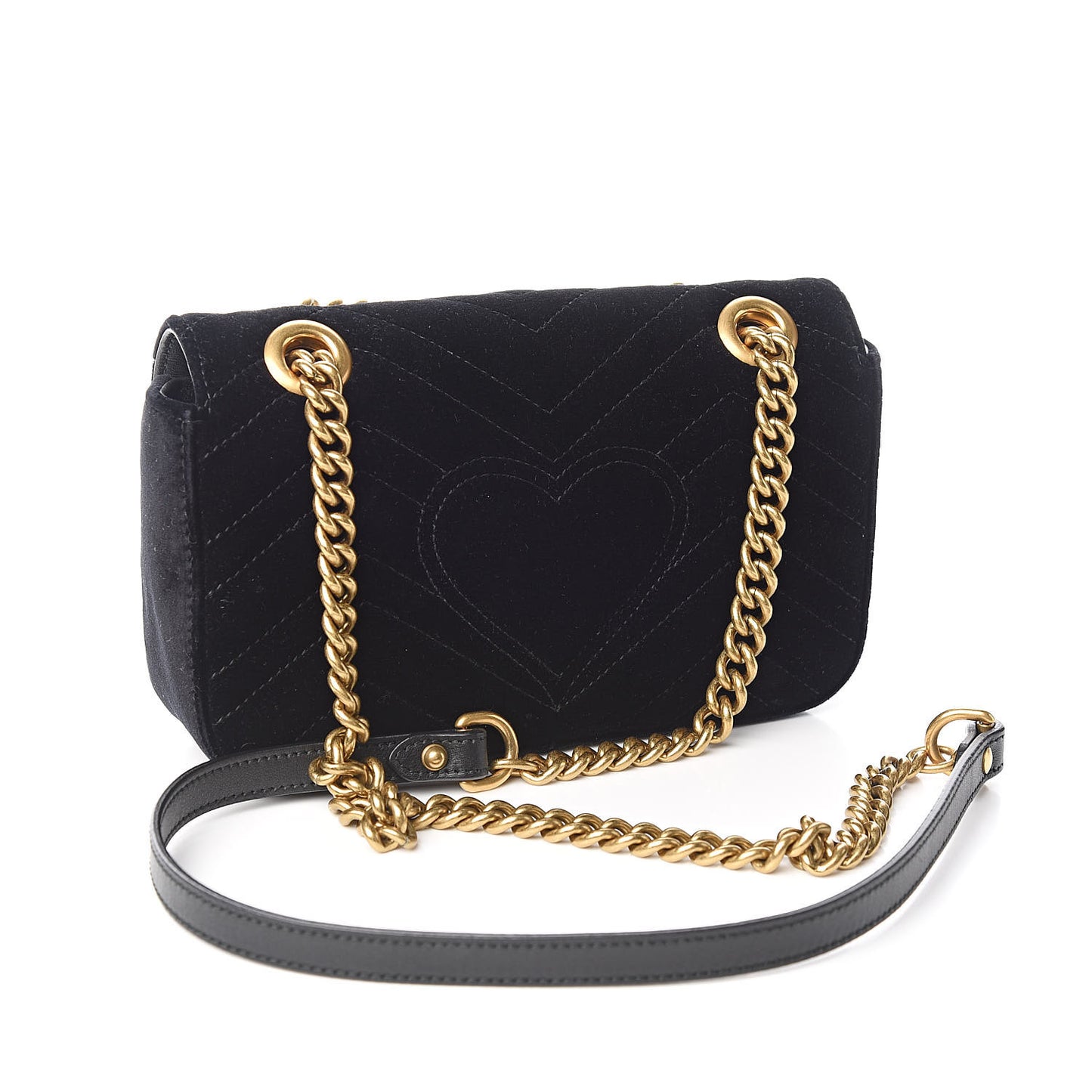 Velvet Matelasse Mini GG Marmont Shoulder Bag Black