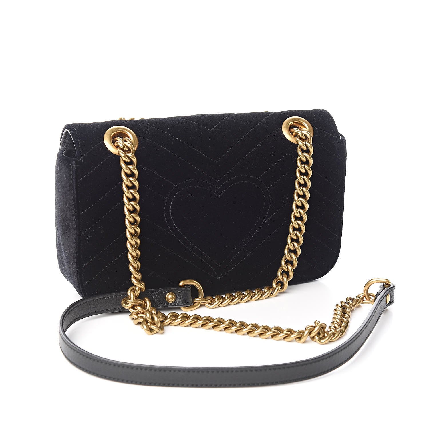 Gucci Velvet Matelasse Mini GG Marmont Shoulder Bag Black 3 of 11