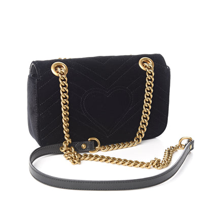Gucci Velvet Matelasse Mini GG Marmont Shoulder Bag Black 3 of 11