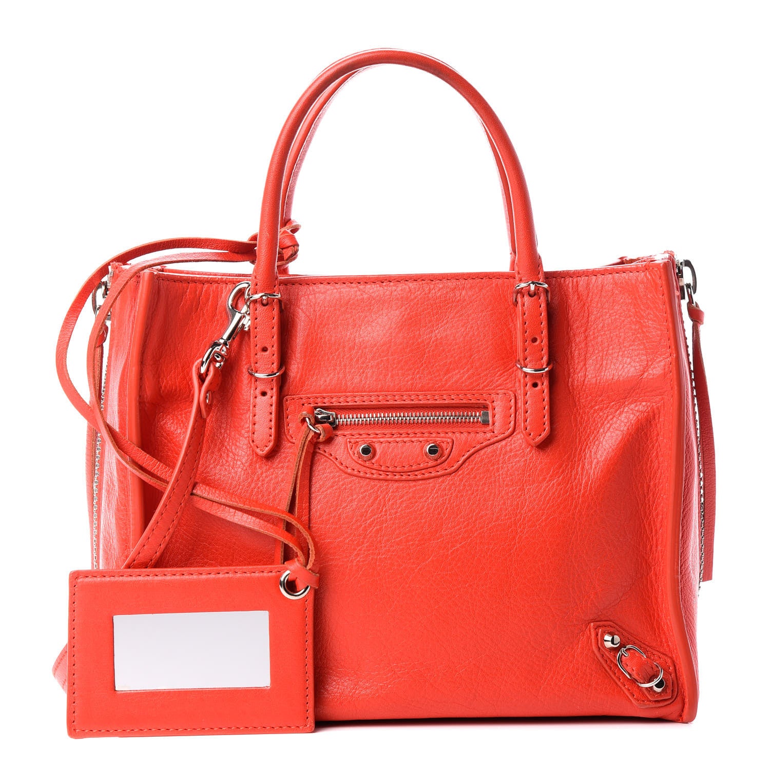 Balenciaga Calfskin Papier Mini A4 Zip Around Tote Rouge Coquelicot 1 of 12