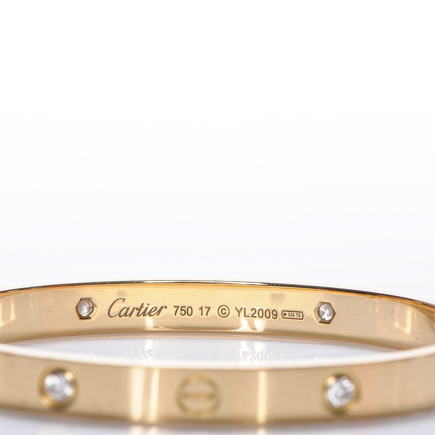 Cartier 18K Yellow Gold 4 Diamond LOVE Bracelet 17 4 of 6