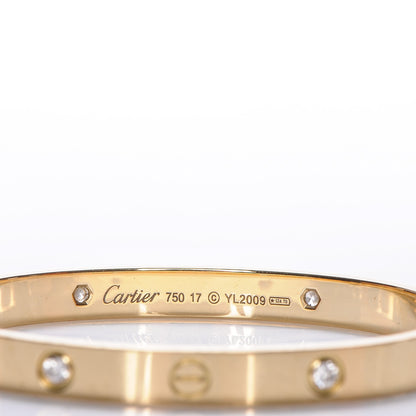 Cartier 18K Yellow Gold 4 Diamond LOVE Bracelet 17 4 of 6