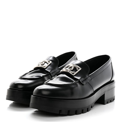 Chanel Calfskin Metal CC Loafers 40.5 Black 3 of 9