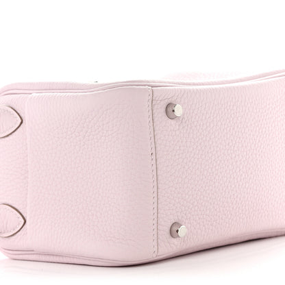 Hermes Taurillon Clemence Verso Mini Lindy 20 Mauve Pale Mushroom 9 of 11