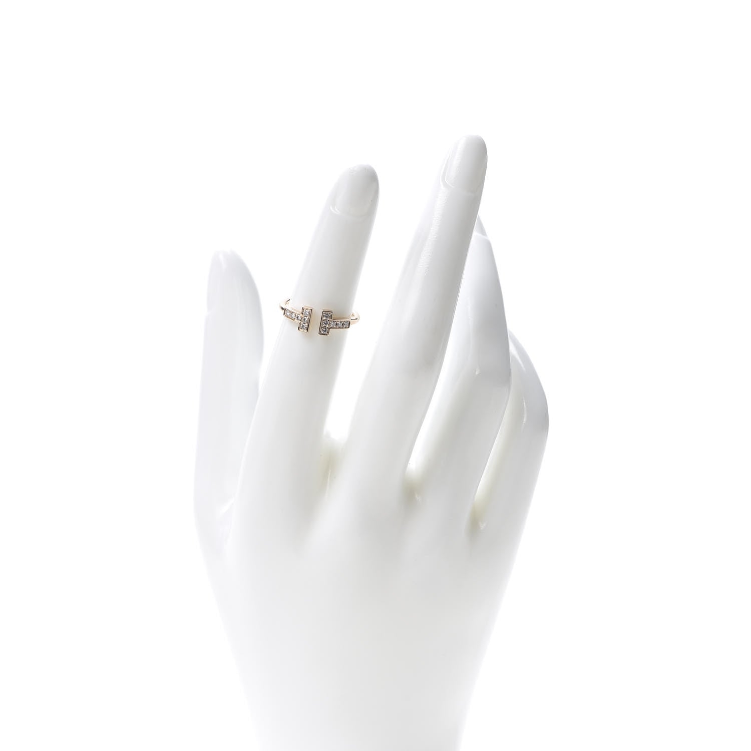 Tiffany 18K Rose Gold Diamond T Wire Ring 47 4 2 of 4