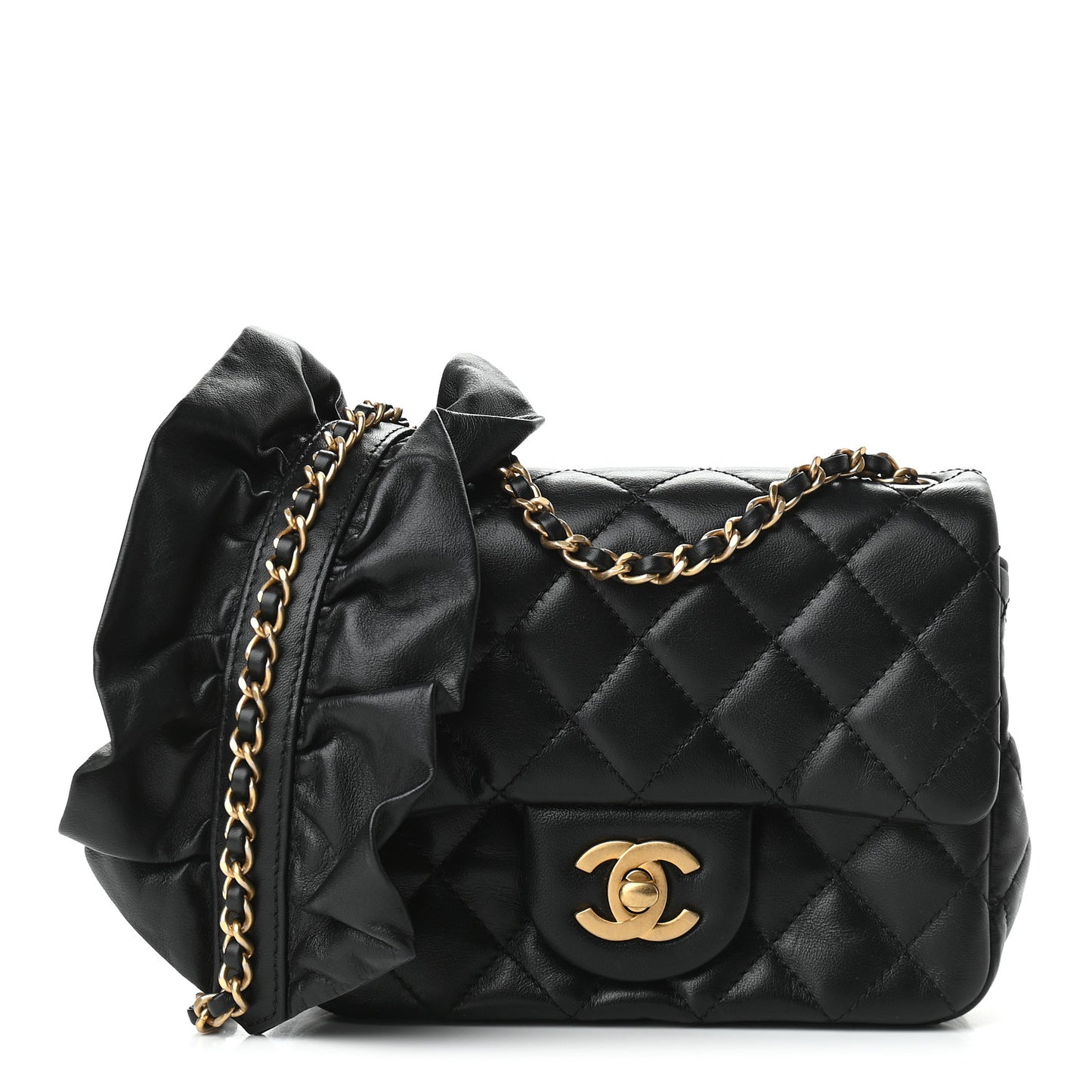 Lambskin Quilted Mini Romance Square Flap Black