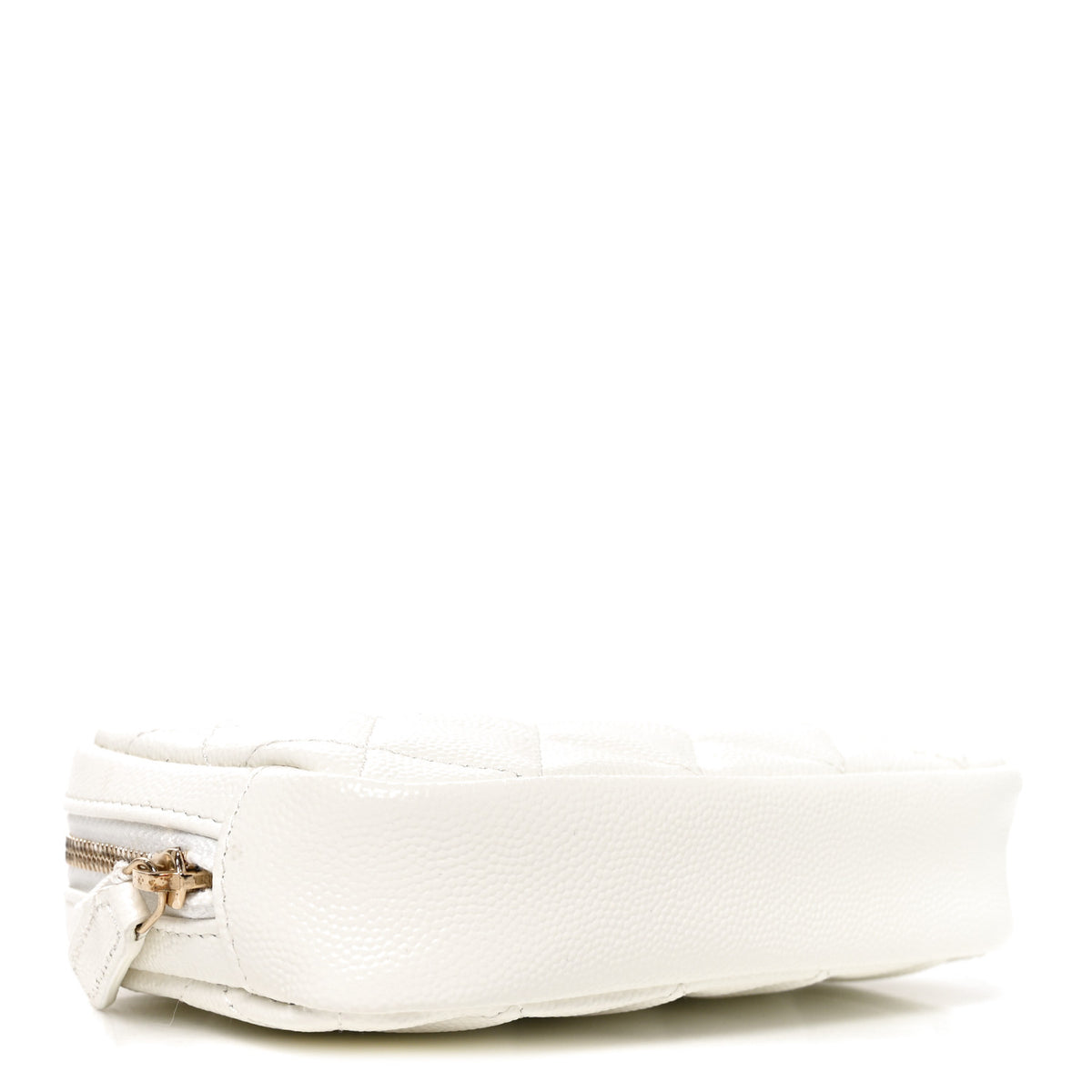 Chanel Caviar Quilted Small Curvy Pouch Cosmetic Case White 4 of 10