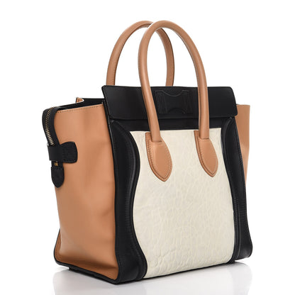 Celine Smooth Calfskin Shrunken Lambskin Mini Tri-Color Luggage White 3 of 10