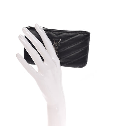 Saint Laurent Calfskin Matelasse Monogram Key Pouch Black 2 of 8