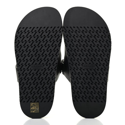 Hermes Calfskin Womens Chypre Sandals 37 Black 4 of 4