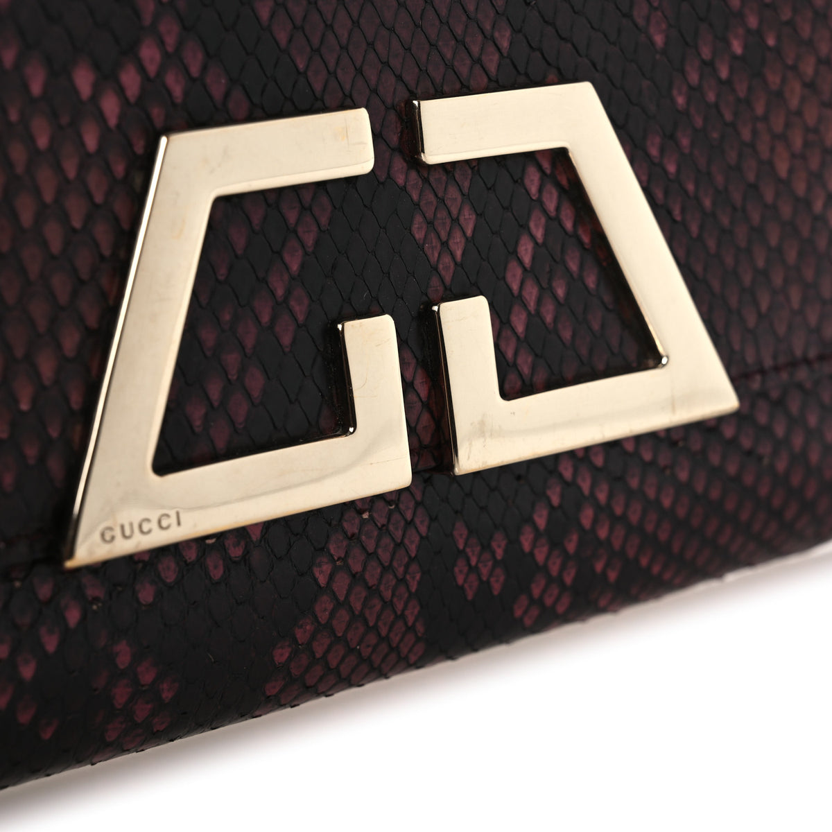 Gucci Snakeskin G Night Clutch  Burgundy Black 9 of 10