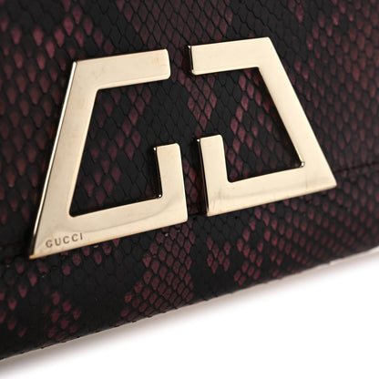 Gucci Snakeskin G Night Clutch  Burgundy Black 9 of 10