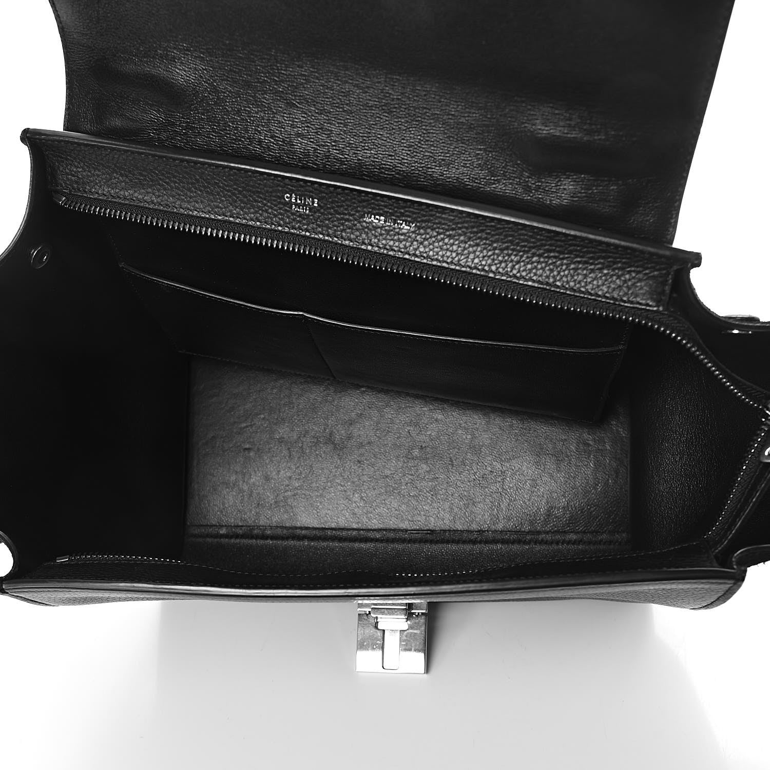 Celine Drummed Calfskin Suede Small Trapeze Black 5 of 8