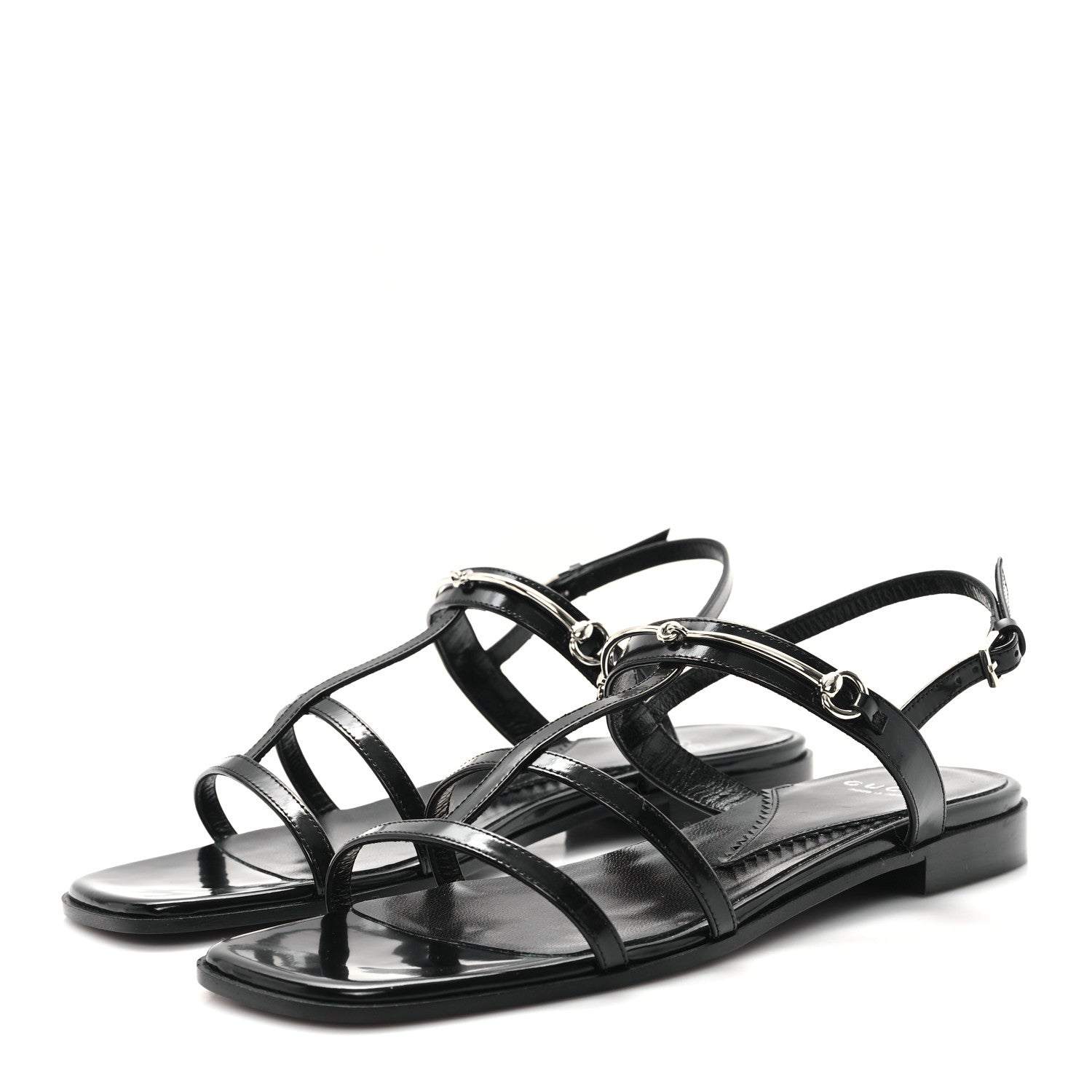 Gucci Calfskin Horsebit Divine Slingback Sandals 38 Black 4 of 9