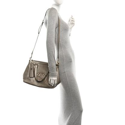Gucci Metallic Cellarius Calfskin Small Soho Top Handle Satchel Golden Beige 2 of 10