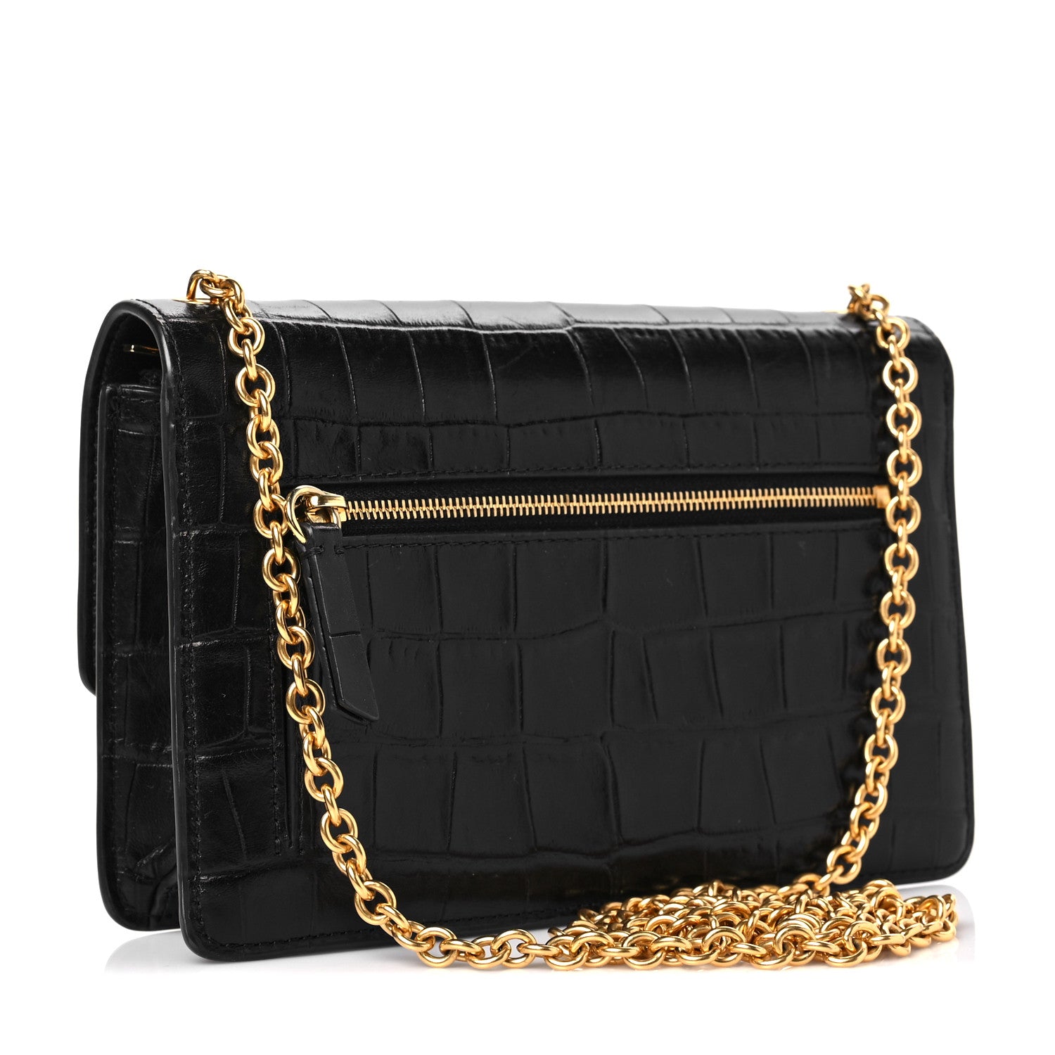 Mulberry Crocodile Embossed Calfskin Small Darley Black 2 of 10