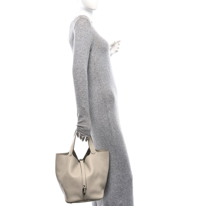 Hermes Taurillon Clemence Picotin Lock 26 GM Gris Perle 2 of 15