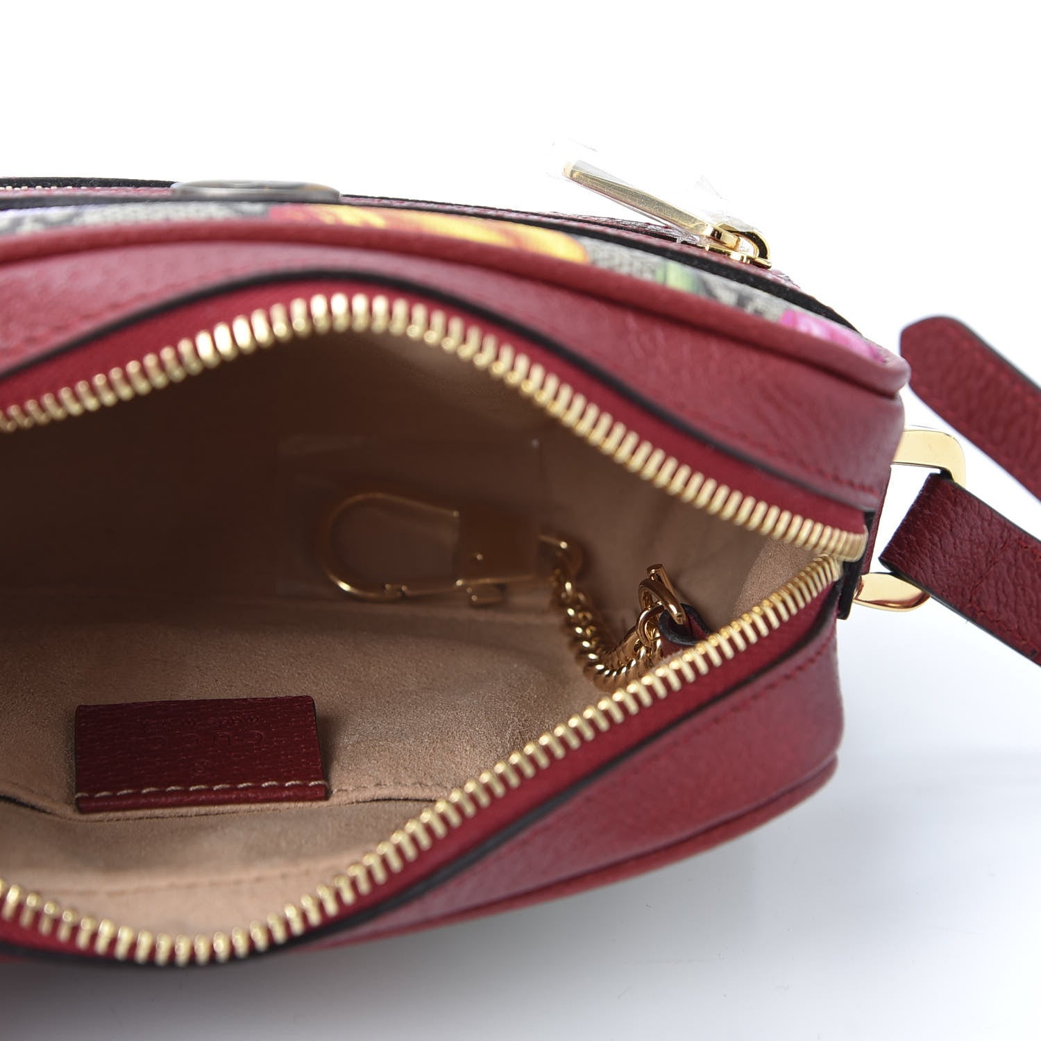 Gucci GG Supreme Monogram Flora Web Mini Ophidia Shoulder Bag Red 4 of 10