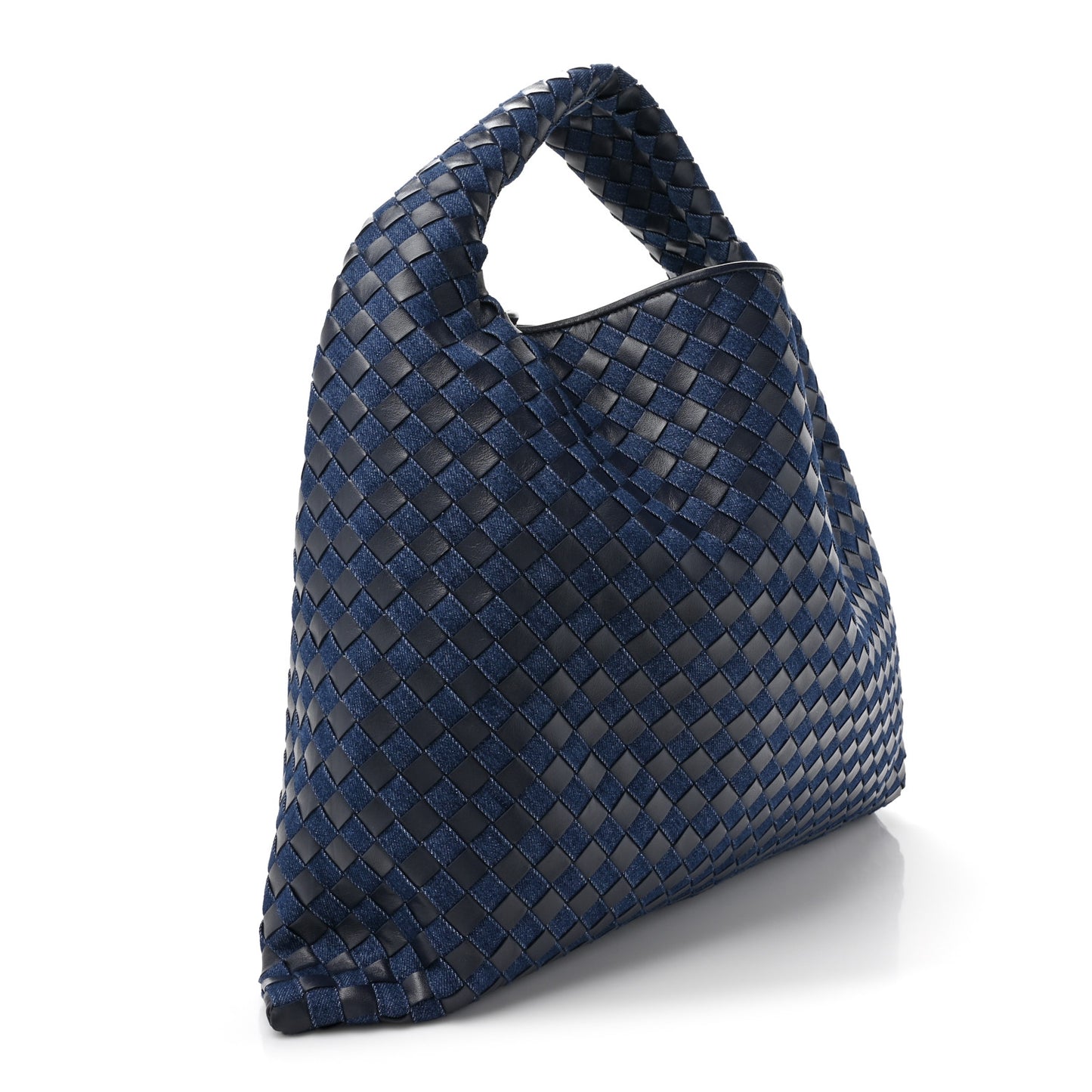 Denim Calfskin Intrecciato Large Hop Abyss Indigo