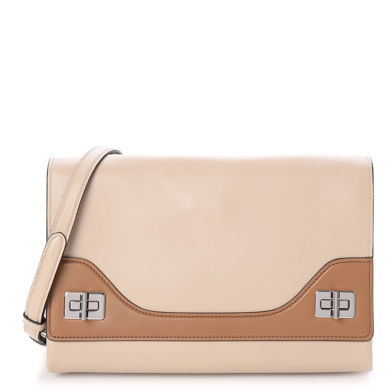 Prada Vitello Soft Bi-Color Double Shoulder Bag Sabbia Caramel 1 of 7