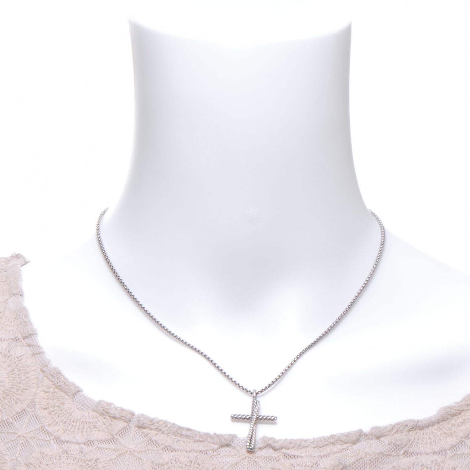 David Yurman Sterling Silver Crossover Cross Necklace 2 of 4