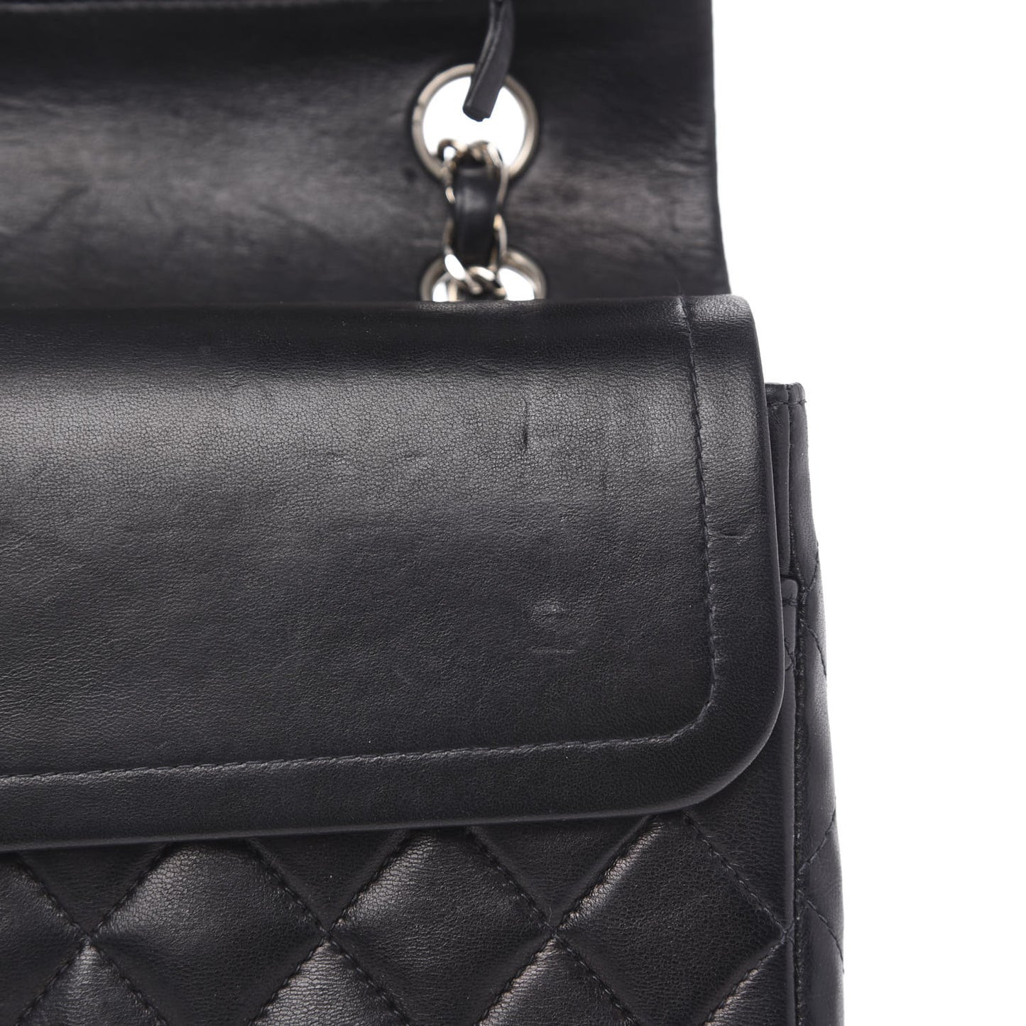 Lambskin Quilted Medium Double Flap Black