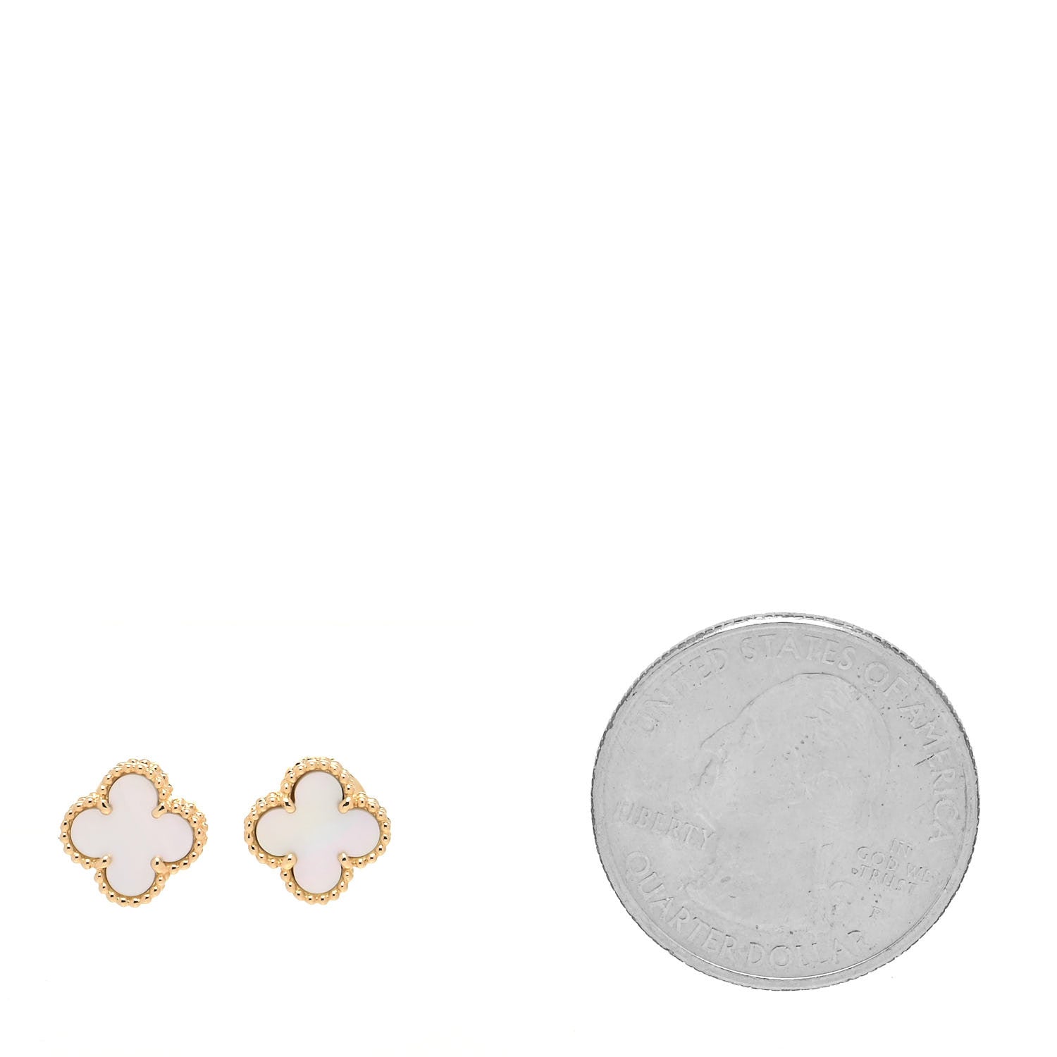 Van Cleef & Arpels 18K Yellow Gold Mother of Pearl Sweet Alhambra Earrings 2 of 5
