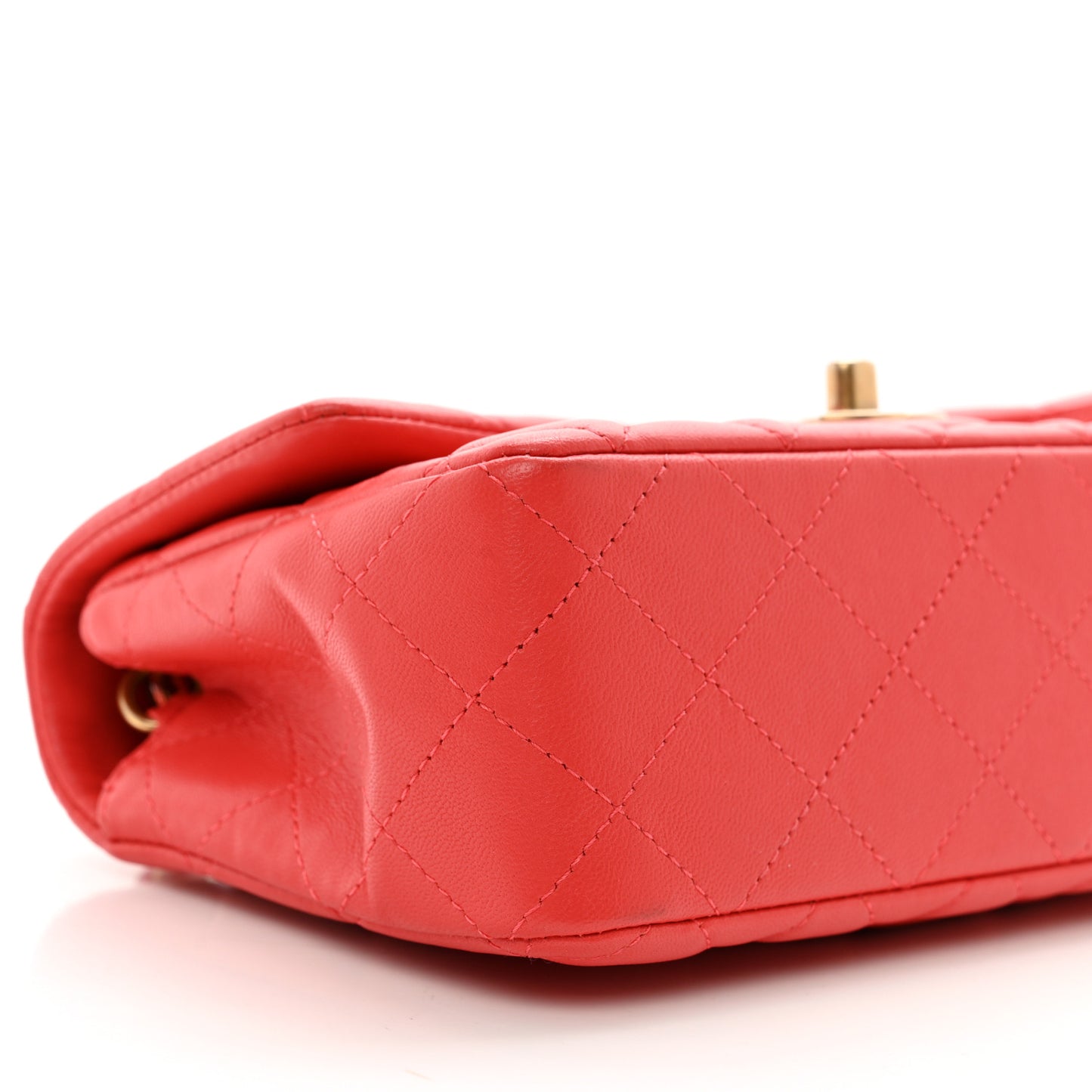 Lambskin Quilted Mini Rectangular Flap Red