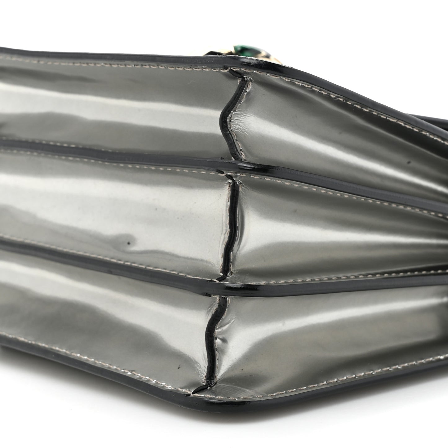 Metallic Calfskin Serpenti Forever Top Handle Silver