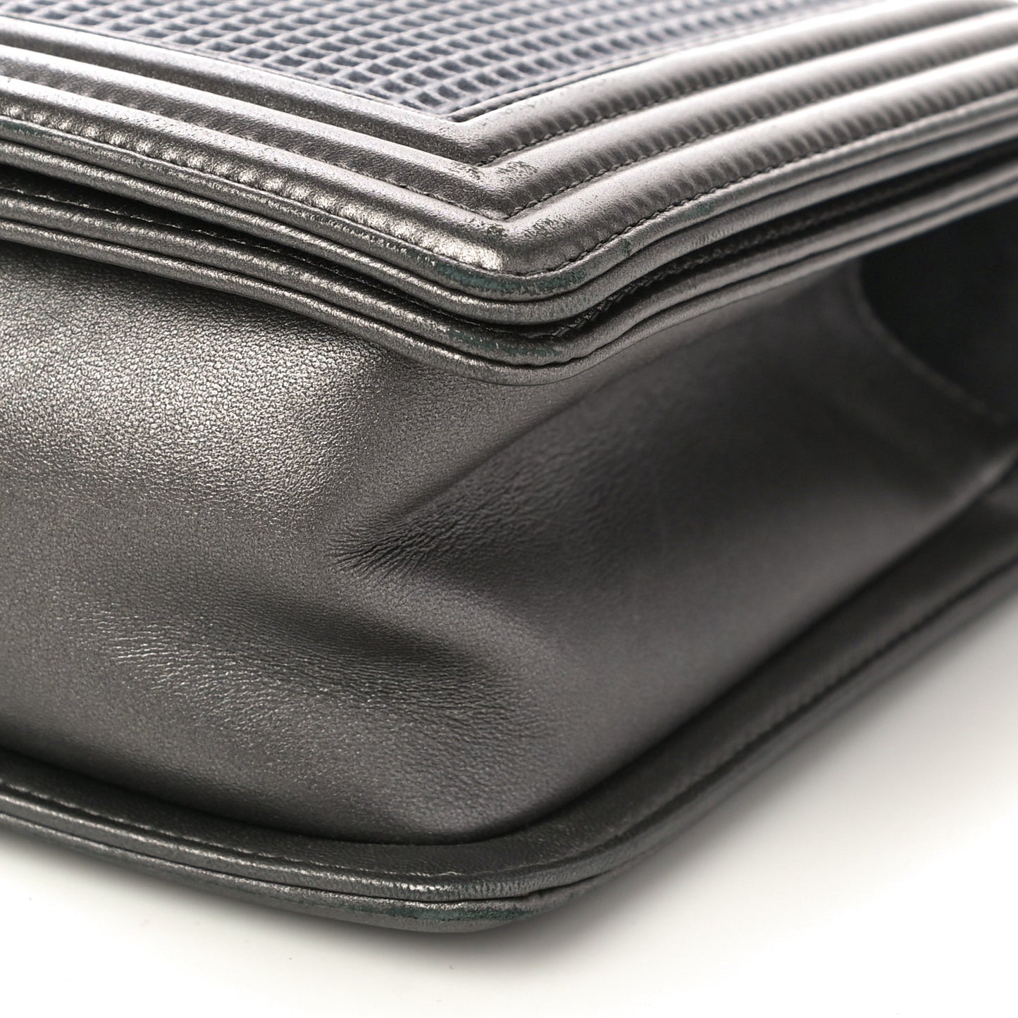 Lambskin Embossed New Medium Boy Cube Flap Grey
