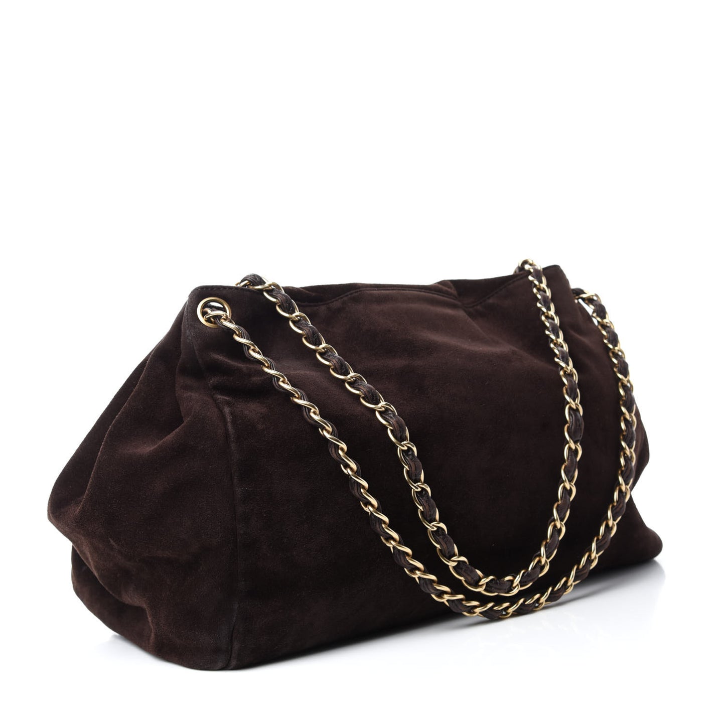 Suede Accordion Flap Brown