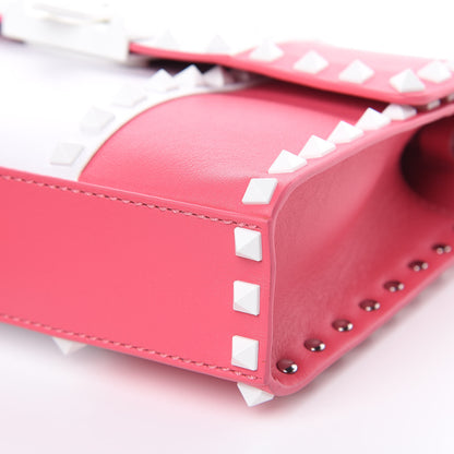 Valentino Garavani Vitello Colorblock Medium Free Rockstud Flip Lock Crossbody Bag Shadow Pink Optic White 8 of 10