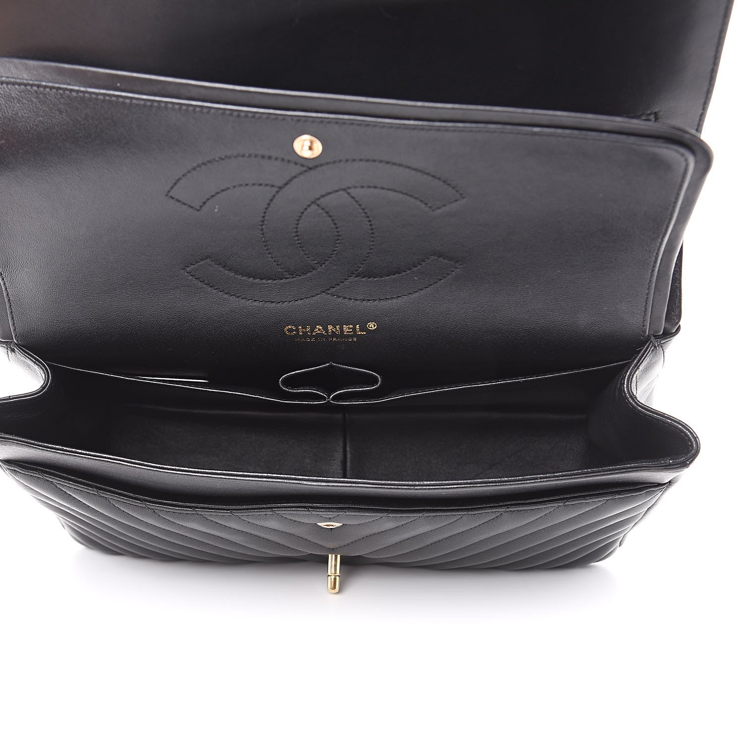 Chanel Lambskin Chevron Quilted Jumbo Double Flap Black 5 of 16