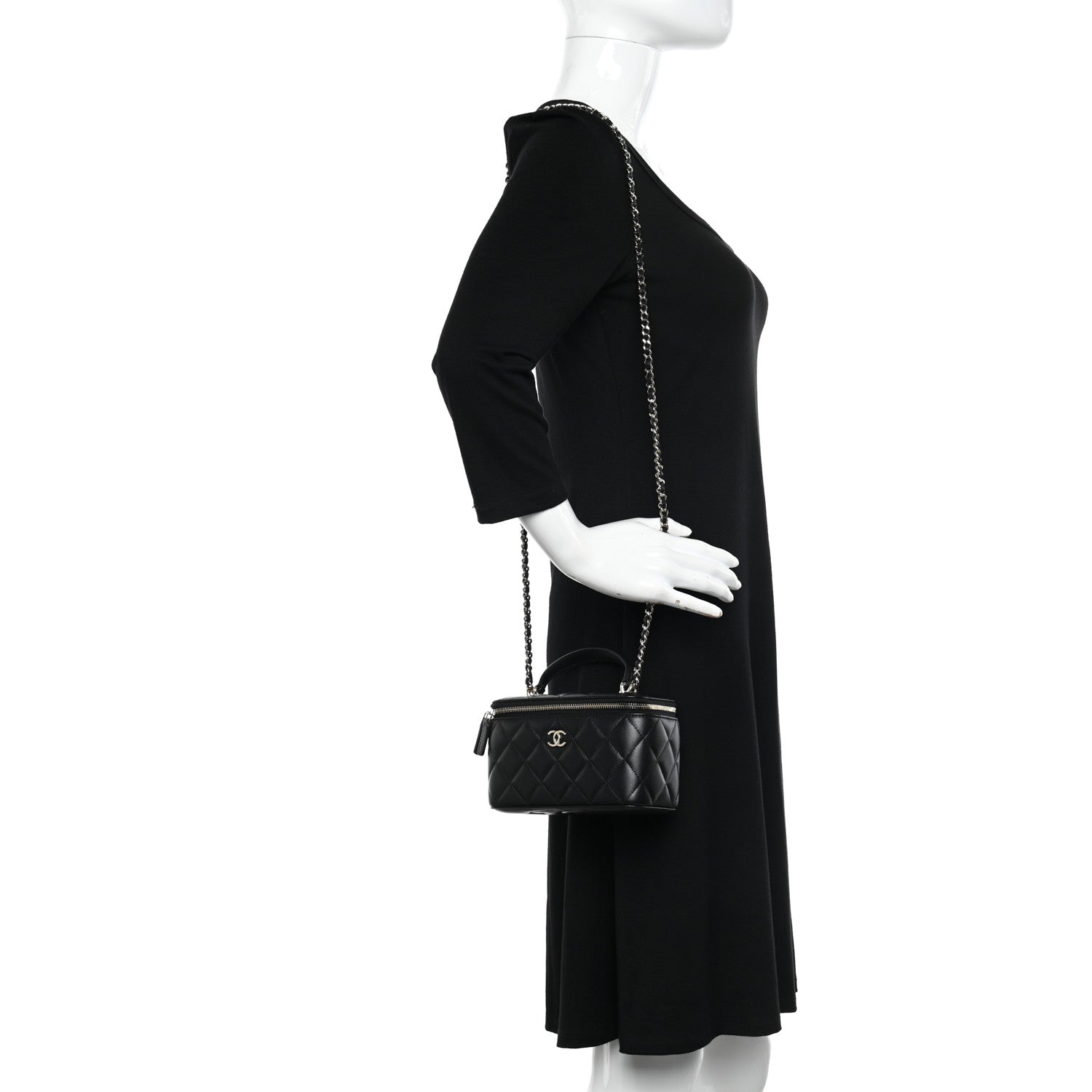 Chanel Lambskin Quilted Small Top Handle Vanity Case With Chain Black 2 of 11