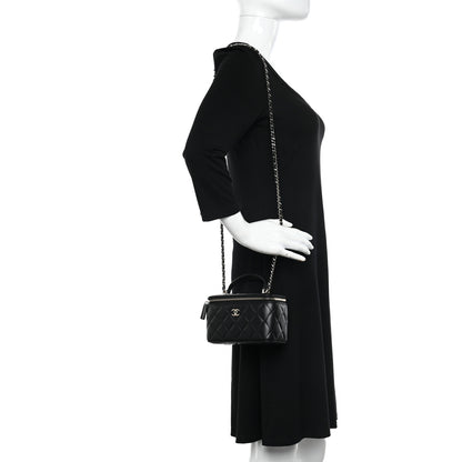 Chanel Lambskin Quilted Small Top Handle Vanity Case With Chain Black 2 of 11