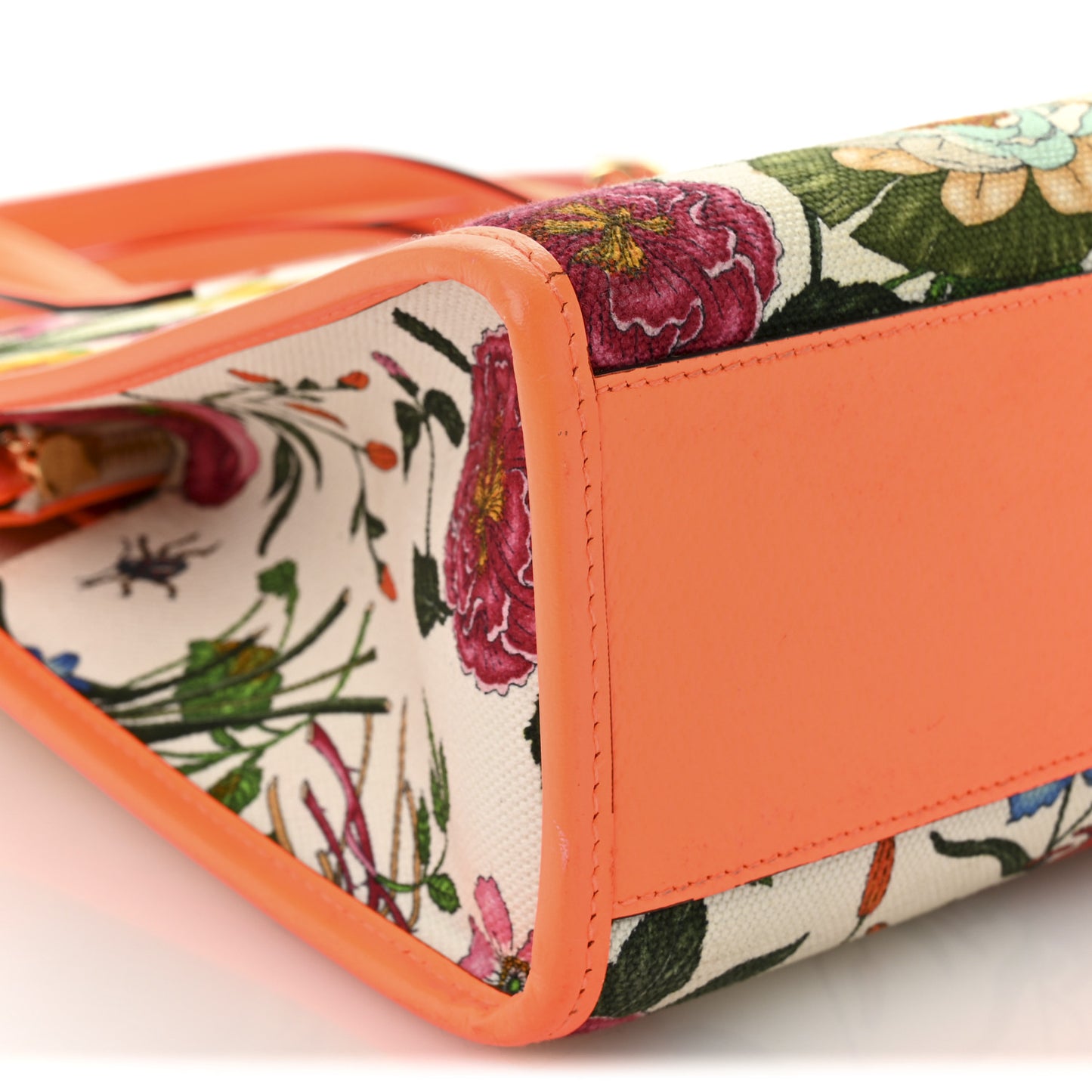 Canvas Medium Flora Tote White Multicolor Orange Fluo