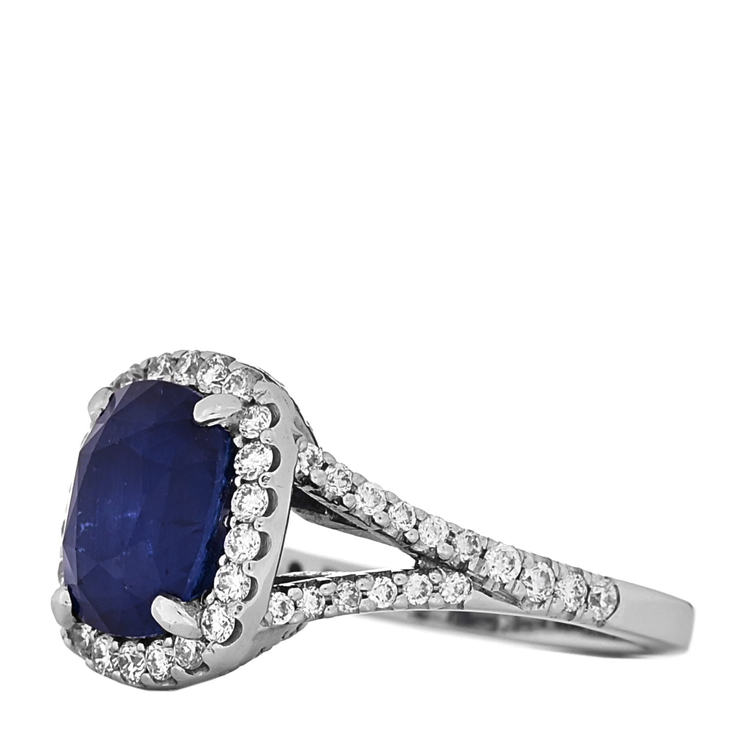 Roberto Coin PARKER & WEST BY FASHIONPHILE Platinum Diamond Tanzanite .66ctw Halo Split Shank Ring 51/5.75 3 of 9