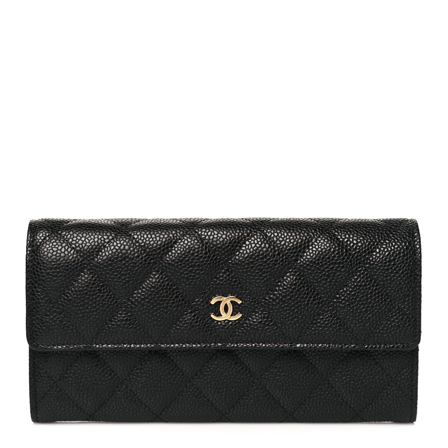 Chanel Caviar Quilted Large Gusset Flap Wallet Black 1 of 10
