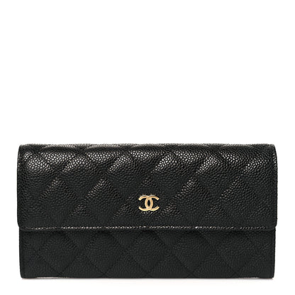 Chanel Caviar Quilted Large Gusset Flap Wallet Black 1 of 10