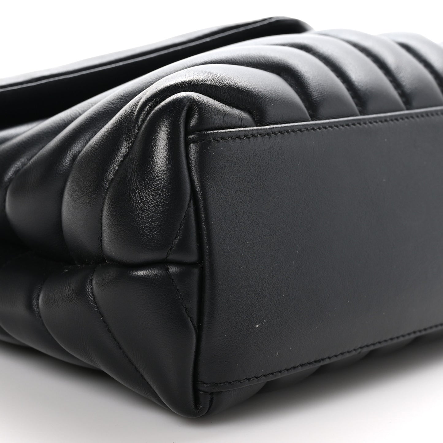 Calfskin Y Quilted Monogram Monochrome Small Loulou Chain Satchel Black