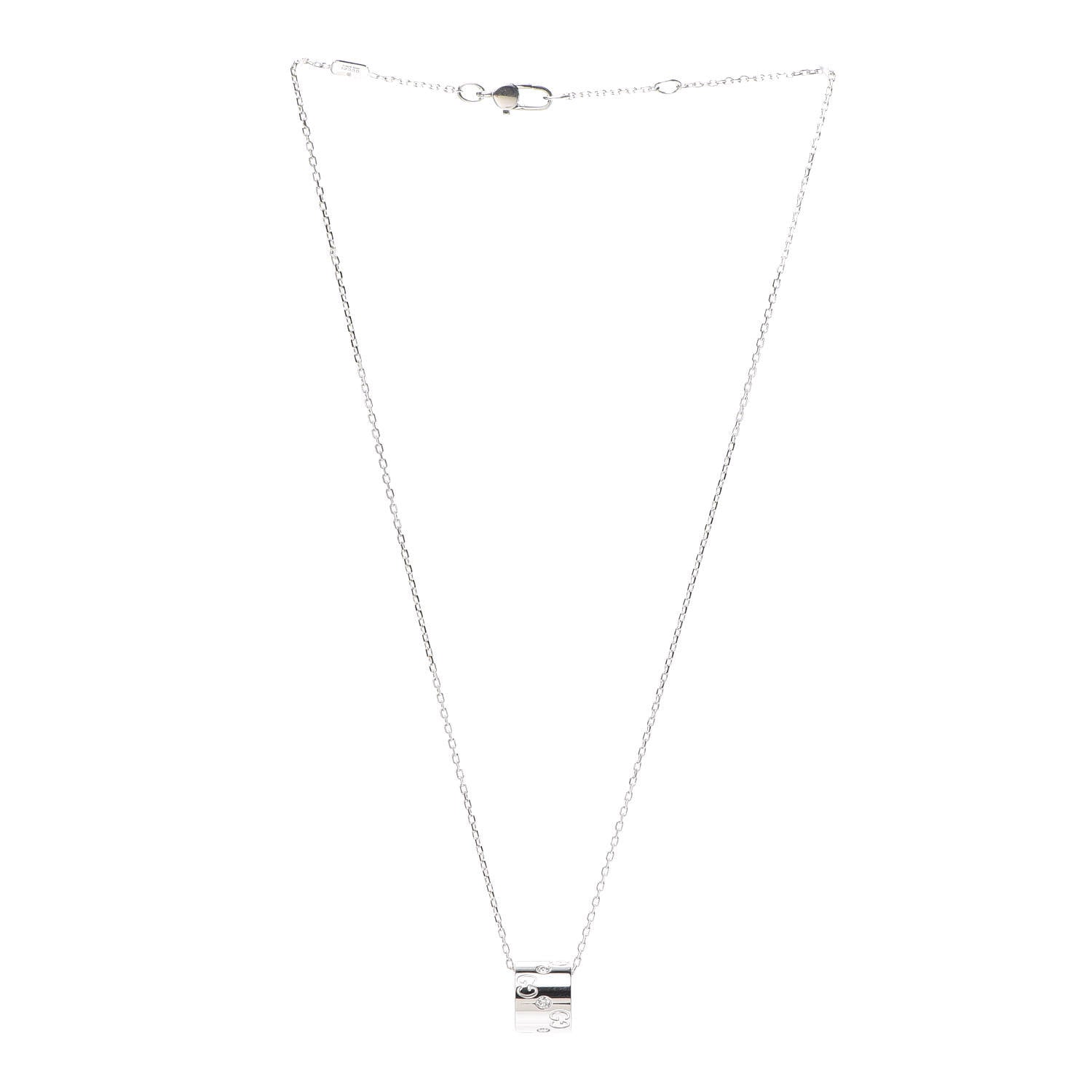 Gucci 18K White Gold Diamond Icon Twirl Pendant Necklace 3 of 5