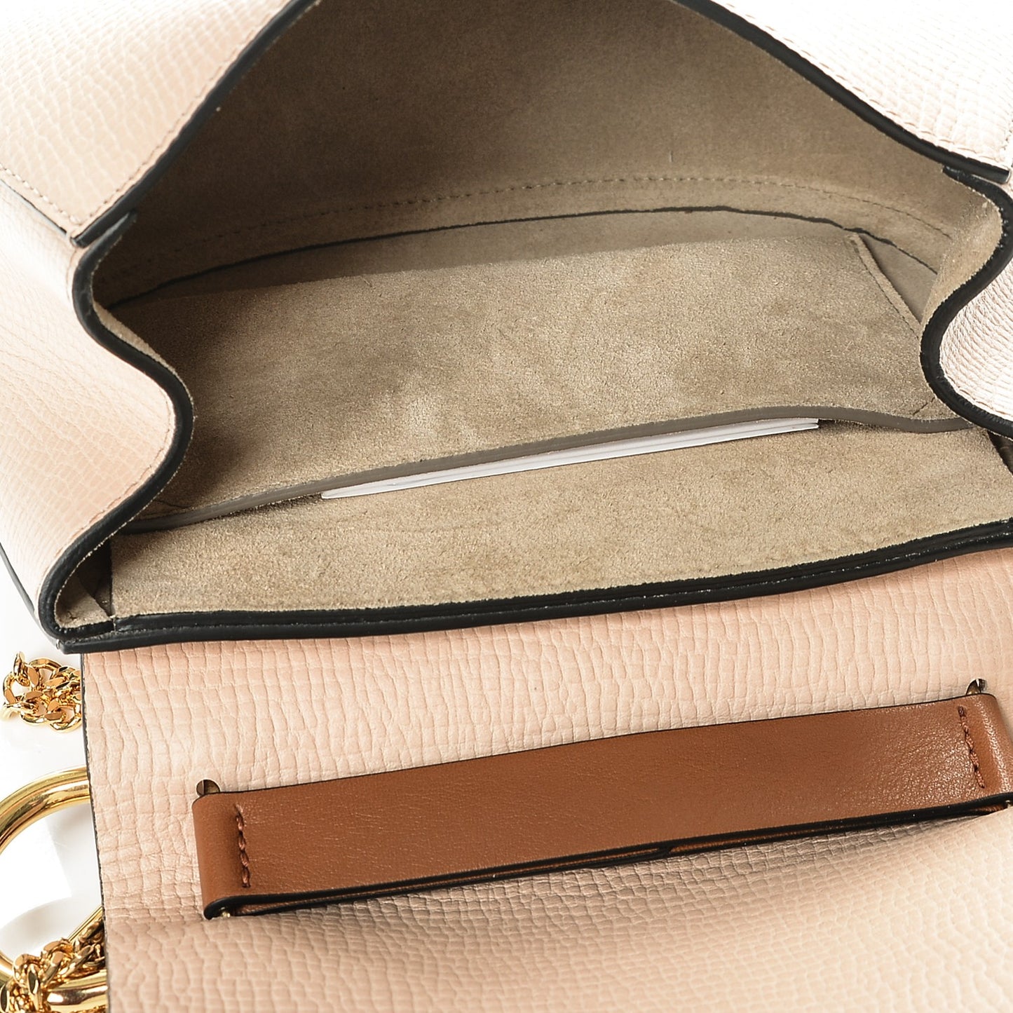 Grained Calfskin Lambskin Mini Bi-Color Drew Shoulder Bag Powder Beige Caramel