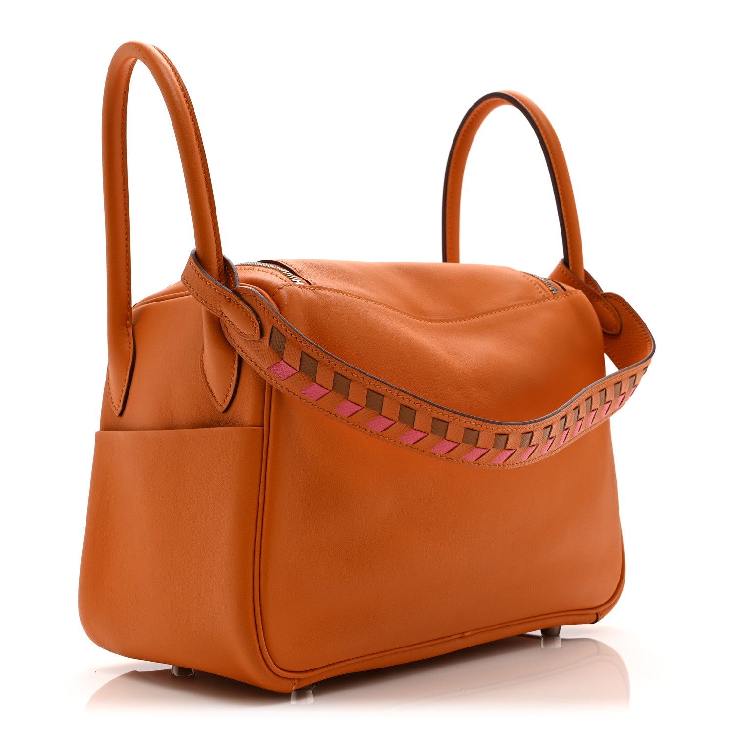 Hermes Swift Epsom Lindy 26 Tressage De Cuir Orange Gold Rose