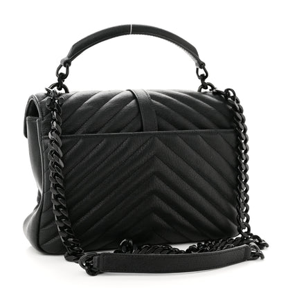 Saint Laurent Sheepskin Matelasse Chevron Monogram Monochrome Medium College Bag Black 3 of 10