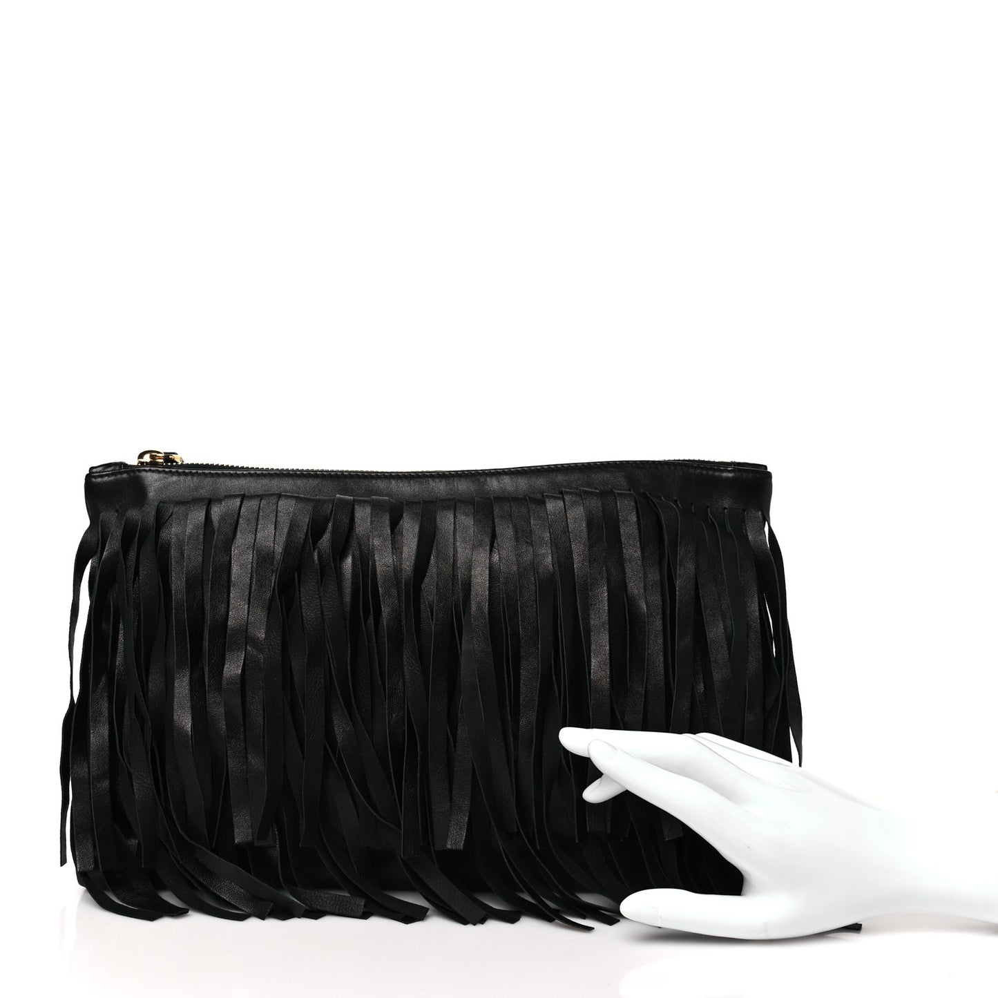 Nappa Fringe Clutch Black