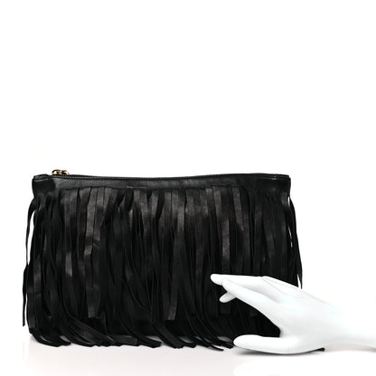 Prada Nappa Fringe Clutch Black 2 of 10