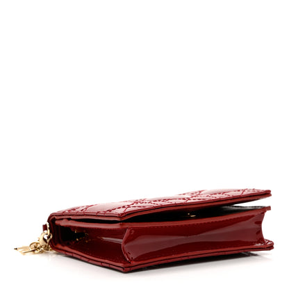 Christian Dior Patent Cannage Mini Lady Dior Wallet Cherry Red 4 of 6