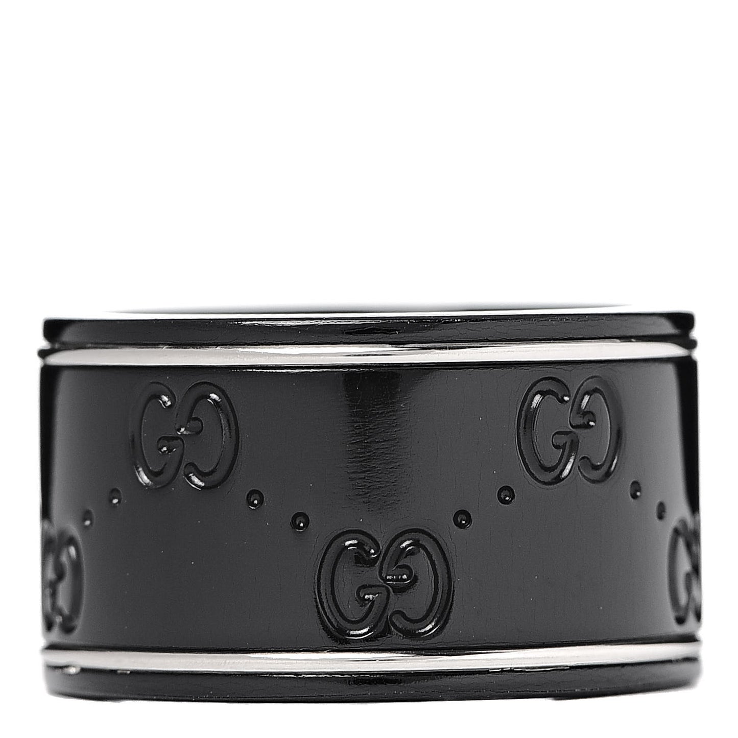Black Synthetic Corundum 18K White Gold 12mm Icon Band Ring 54 7