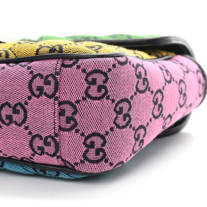 Gucci Monogram Multicolor Matelasse Diagonal Small GG Marmont Shoulder Bag Green Blue Yellow Light Blue Pink 10 of 10