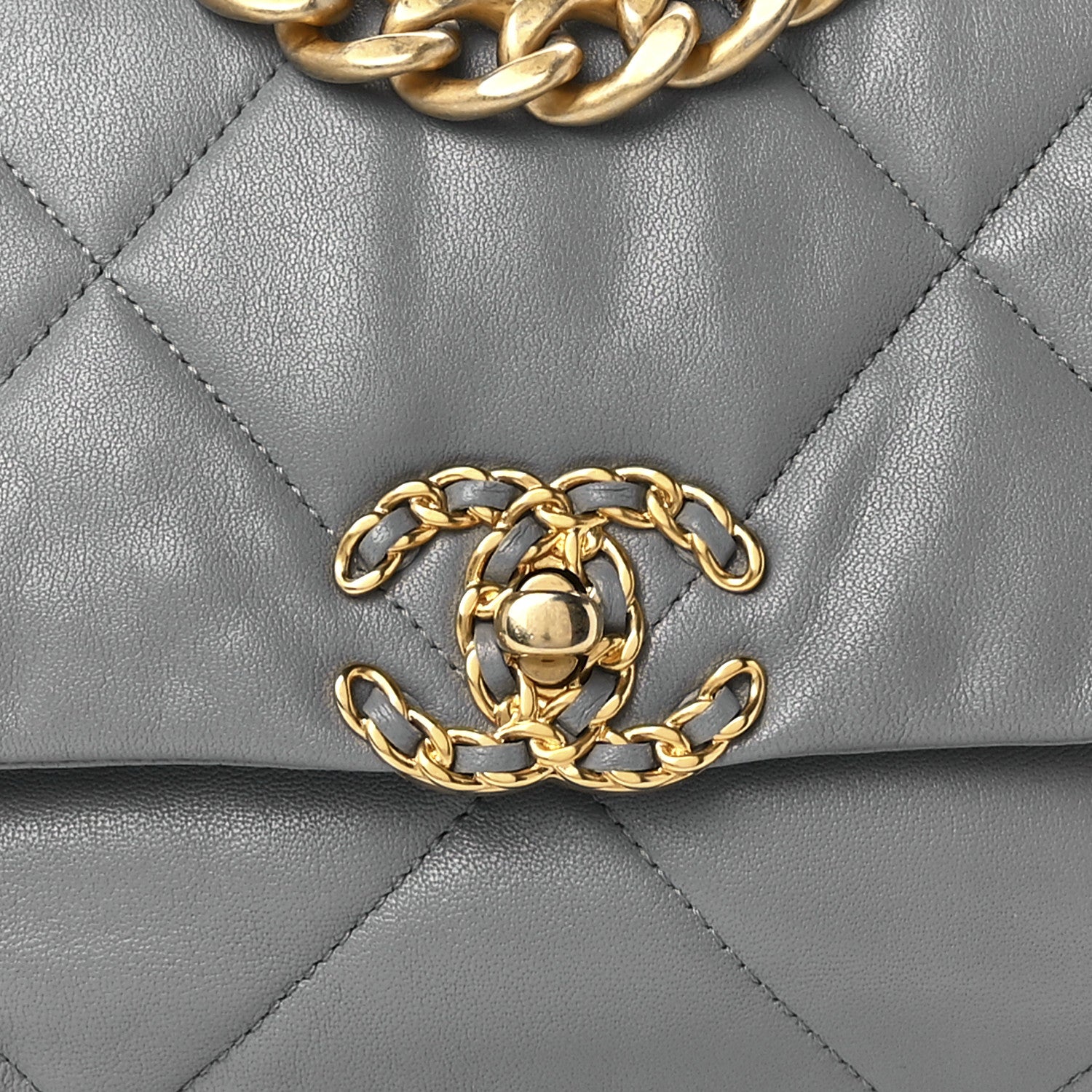 Chanel Goatskin Quilted Medium Chanel 19 Flap Grey 8 of 11